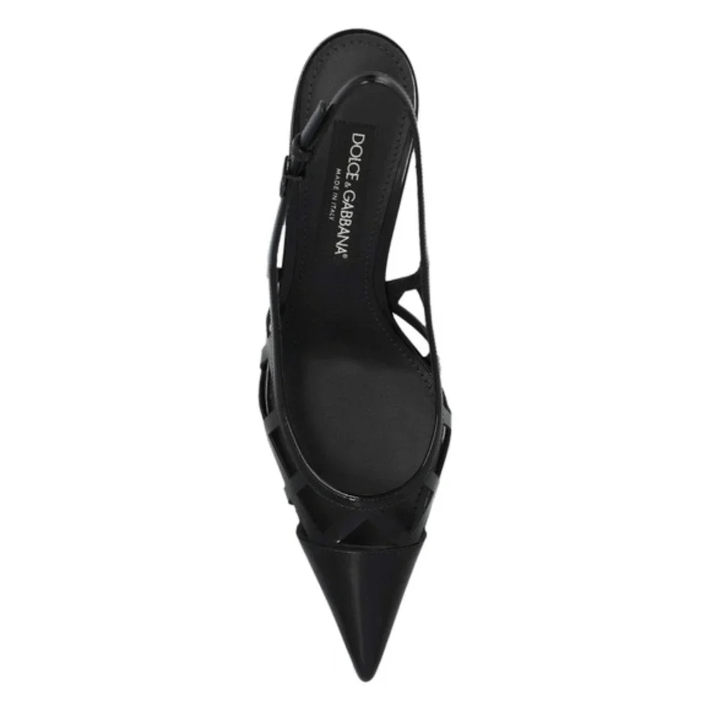 NEW Dolce & Gabbana Lollo 60MM Lattice Leather Slingback Pumps Size 36.5‎ US 6.5